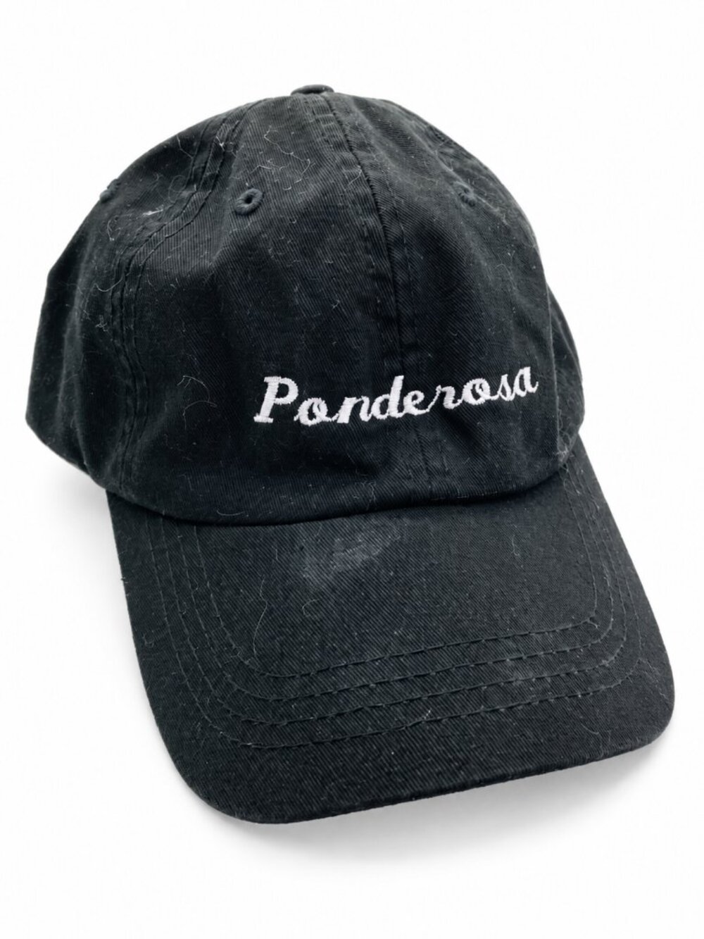 Ponderosa Black Embroidered Adjustable Dad Hat Baseball Cap